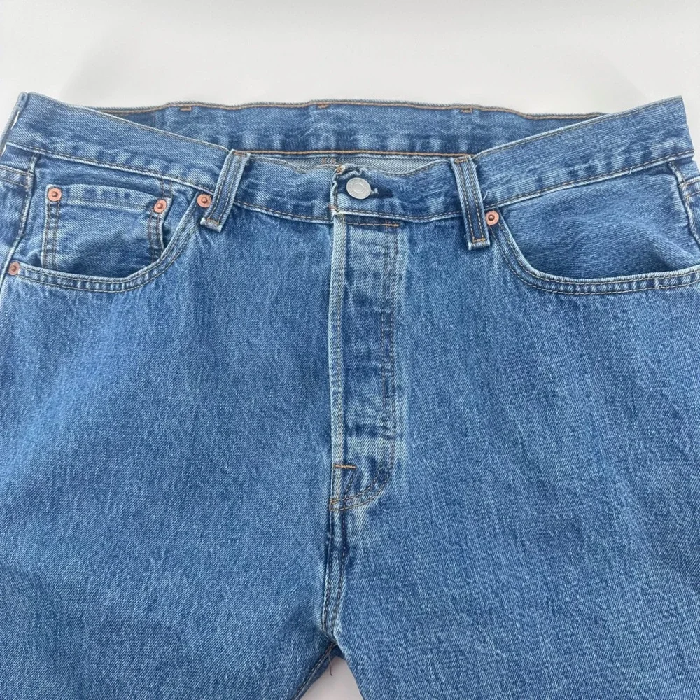 Levi's 501 Original Jeans Mens 38x36 (Fits 36x34) Blue Button Fly Straight Denim